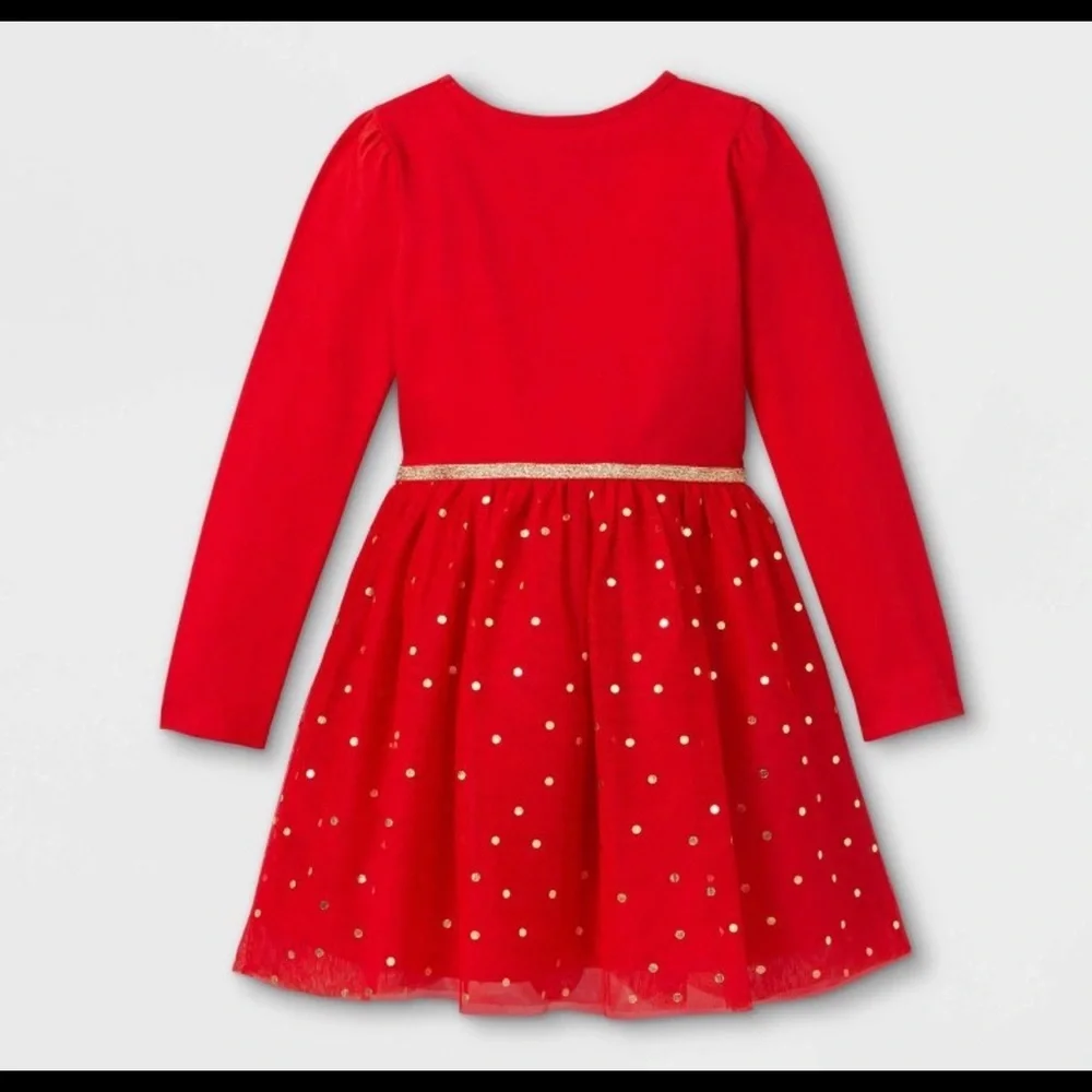 NWT “tis the season to sparkle” red gold Christmas dress girl Sz large 10/12